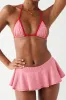 Triangle Gingham Halter Bikini Set With Ruffled Mini Skirt sold by Floralkini