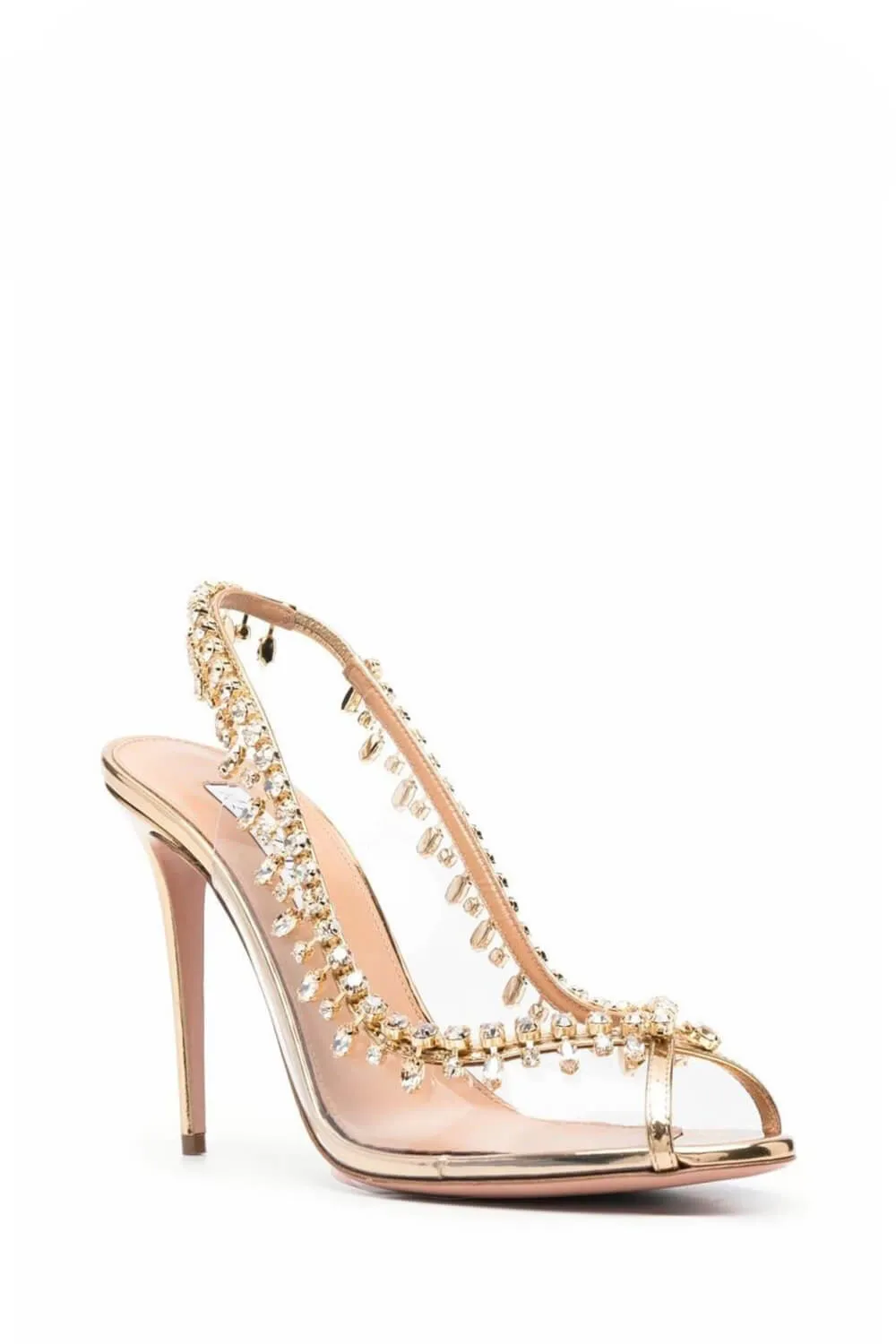 Transparent Crystal Embellished Pvc Open Toe Slingback Pump Heels sold by Floralkini product image thumbnail 2