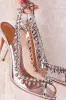 Transparent Crystal Embellished Pvc Open Toe Slingback Pump Heels sold by Floralkini