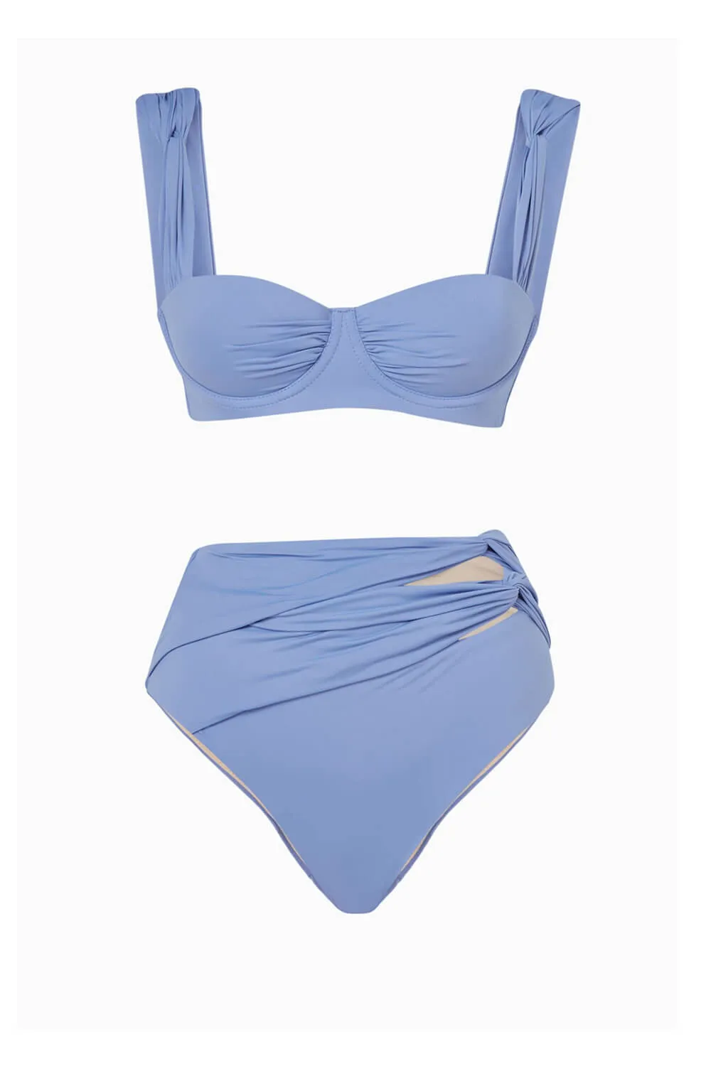 Twisted Knotted Underwire High Waisted Bikini Set - Comflower Blue sold by Floralkini product image thumbnail 3