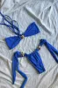 Bandeau Halter Tie Side Bikini Set With Gold Seastar Details - Blue sold by Floralkini