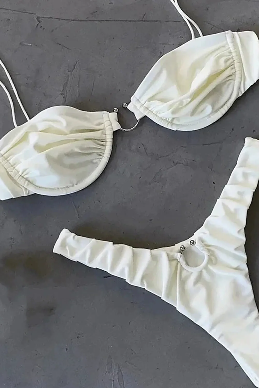 Underwire Ruched Bikini Set With Ring Details sold by Floralkini product image thumbnail 3