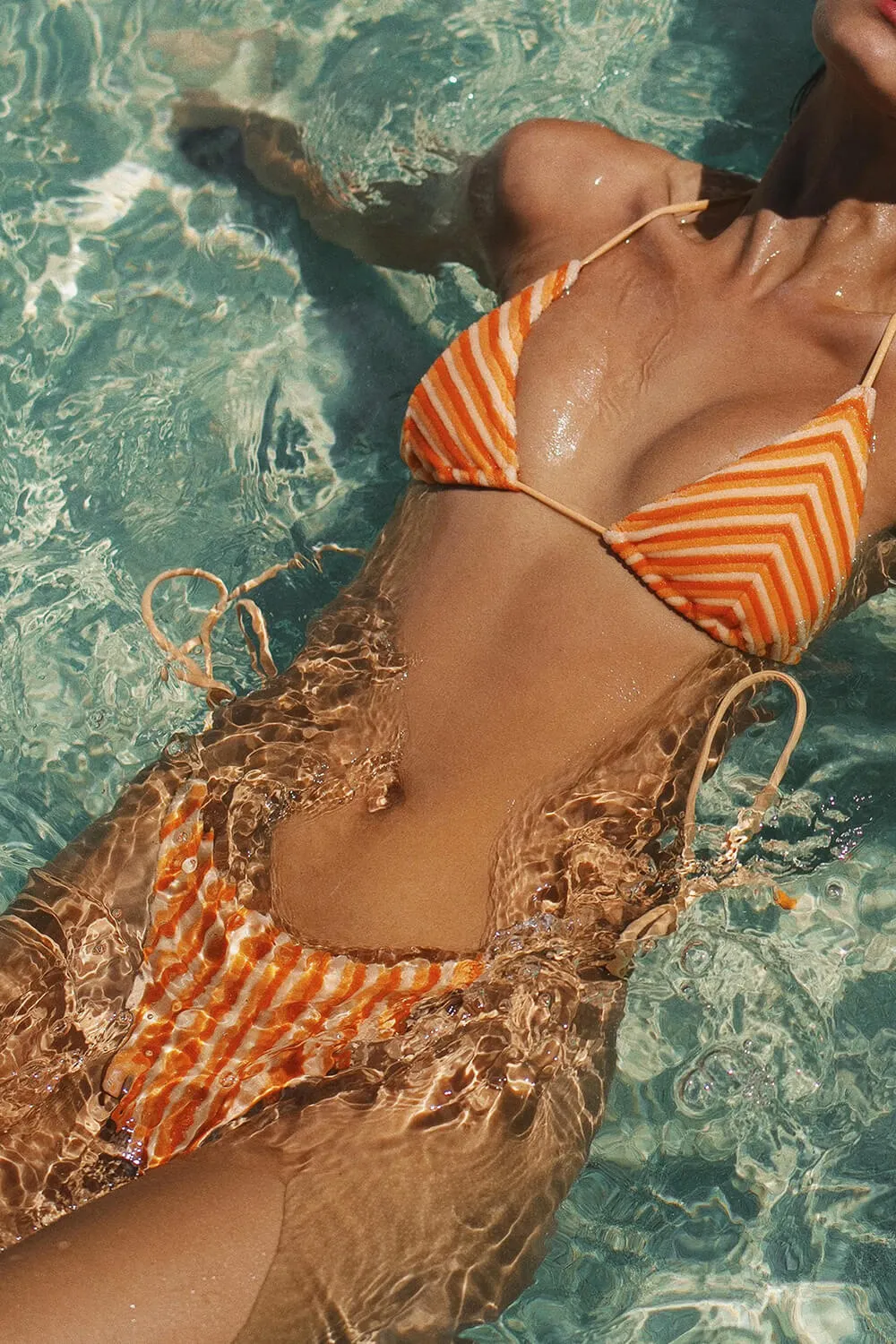 Striped Print Terry Bralette High-Cut Bikini Set sold by Floralkini product image thumbnail 2