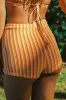 Striped Print Terry Triangle Bikini Top And High Waisted Boyshorts sold by Floralkini