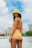 Striped Print Terry Triangle Bikini Top And High Waisted Boyshorts sold by Floralkini