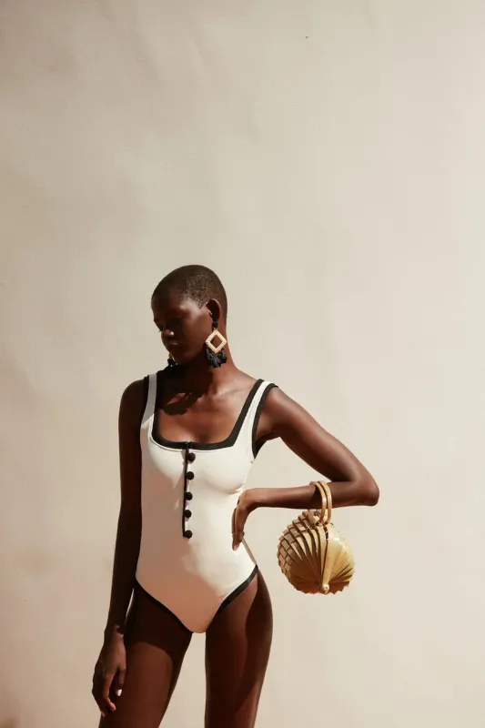 Color Block Button Front High-Cut Bikini Set sold by Floralkini