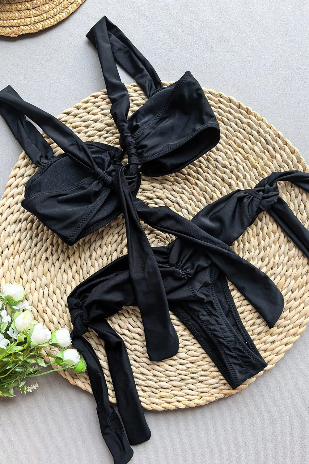 Black O-Ring Front Tie Side Bikini Set sold by Floralkini product image thumbnail 3