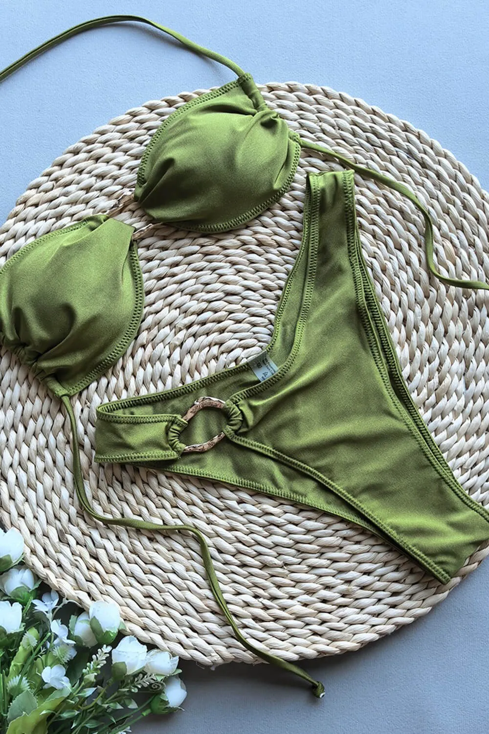 Bandeau Halter Bikini Set With Gold Hardware Detailing sold by Floralkini product image thumbnail 3