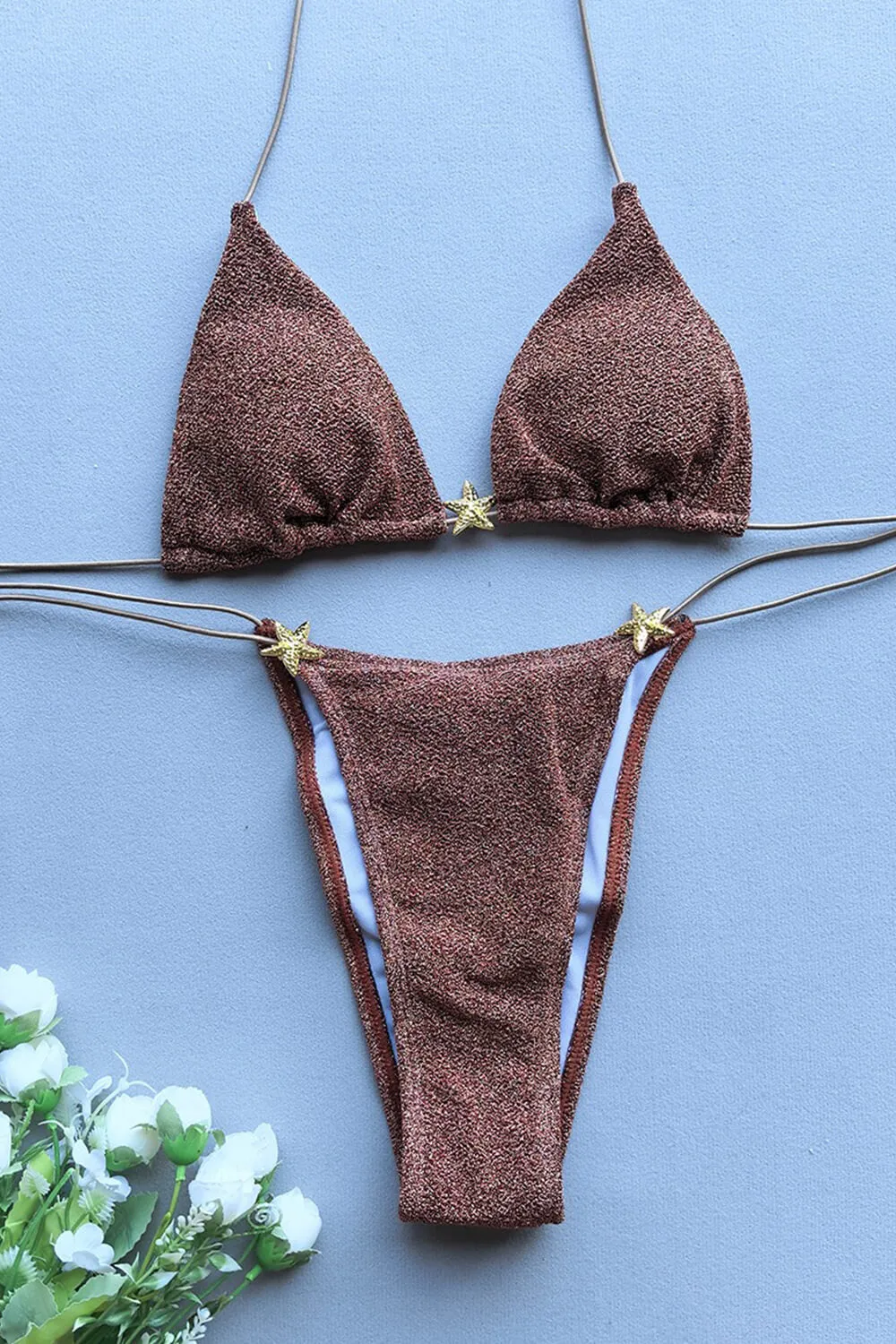 Shimmer Triangle Bralette Bikini Set With Stars Detailing sold by Floralkini product image thumbnail 4