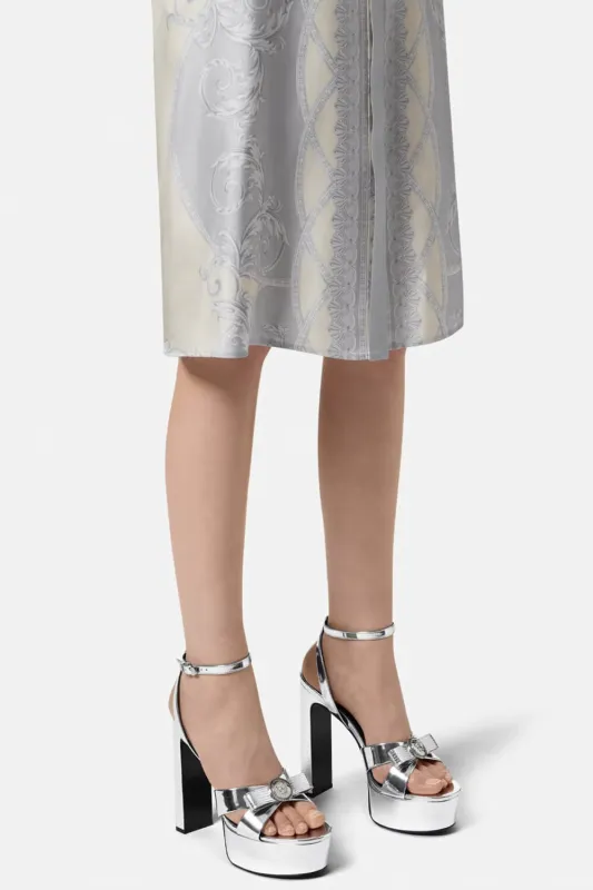 Metallic Open Square Toe Platform Block Heels sold by Floralkini