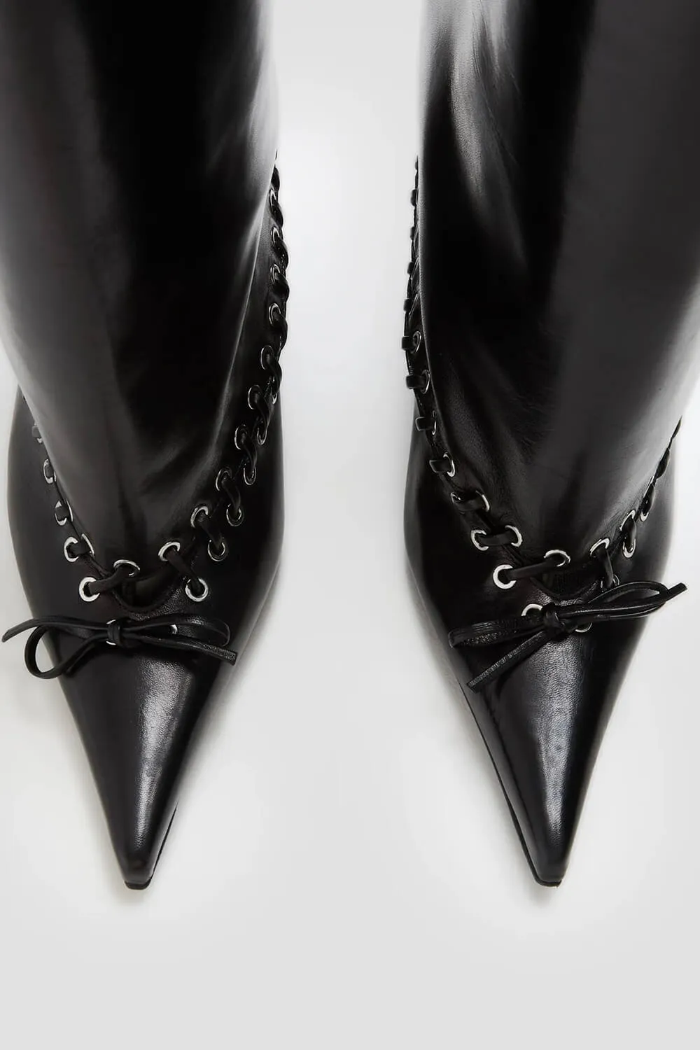Faux Leather Pointed Toe Laced Eyelet Knee High Boots sold by Floralkini product image thumbnail 4