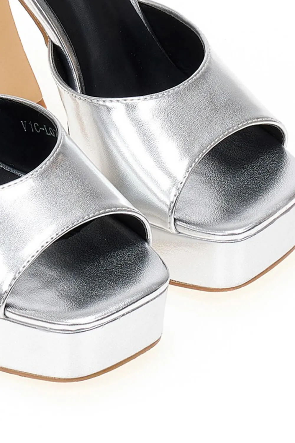 Faux Leather Open Square Toe Platform Block Heeled Mule Sandals sold by Floralkini product image thumbnail 4