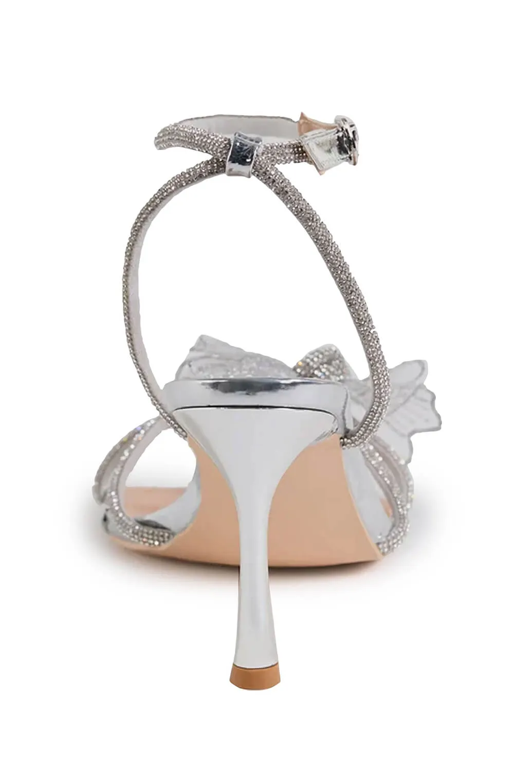 Flower Metallic Silver Rhinestone Slingback Stiletto Heels sold by Floralkini product image thumbnail 2