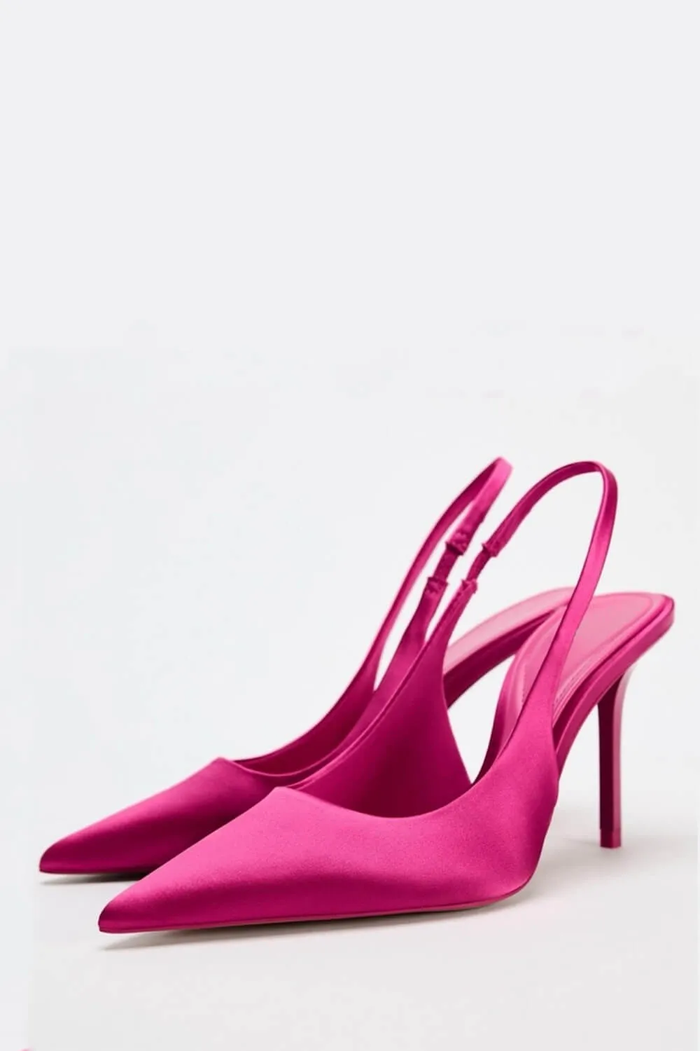 Satin-Effect Pointed Toe Slingback Stiletto Heels sold by Floralkini product image thumbnail 3