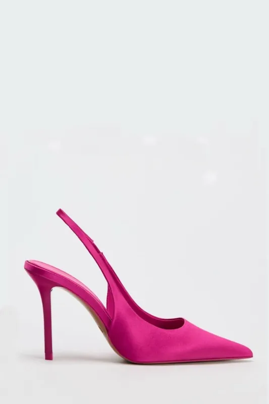 Satin-Effect Pointed Toe Slingback Stiletto Heels sold by Floralkini