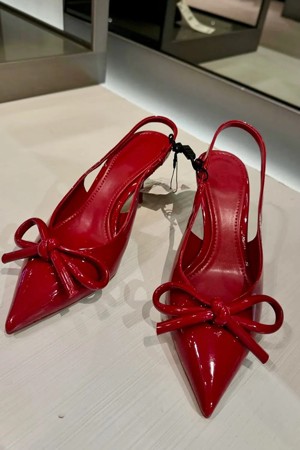 Bow Patent-Leather Slingback Stiletto Heels sold by Floralkini product image thumbnail 5