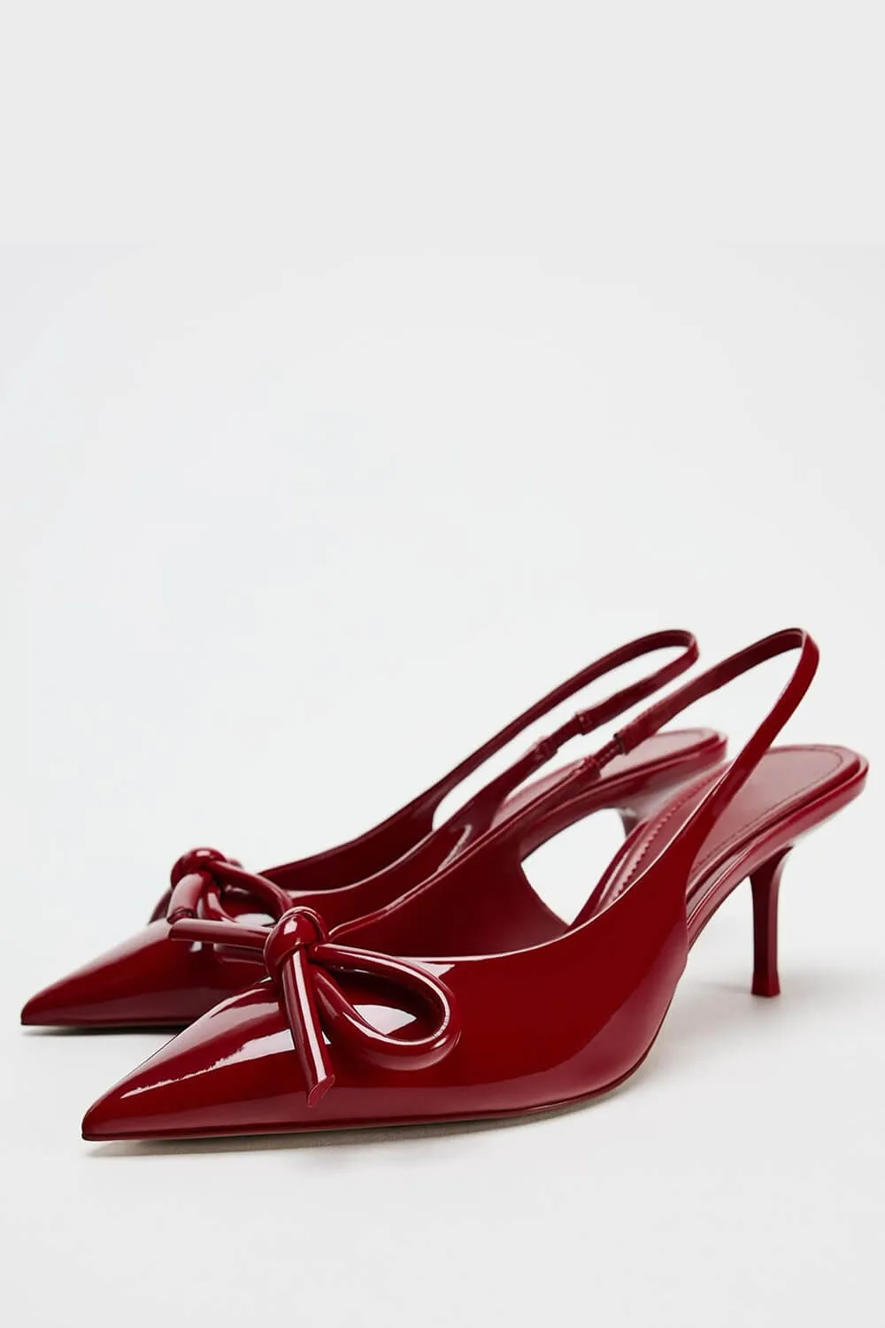 Bow Patent-Leather Slingback Stiletto Heels sold by Floralkini product image thumbnail 2