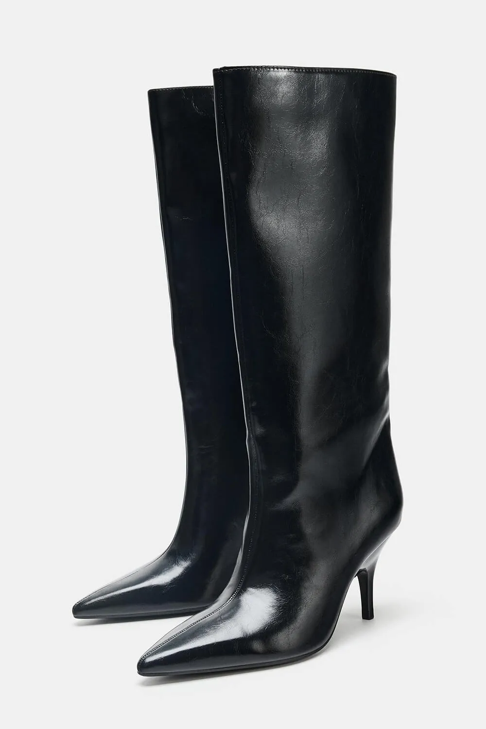 Black Knee High Kitten Heel Boots sold by Floralkini product image thumbnail 2