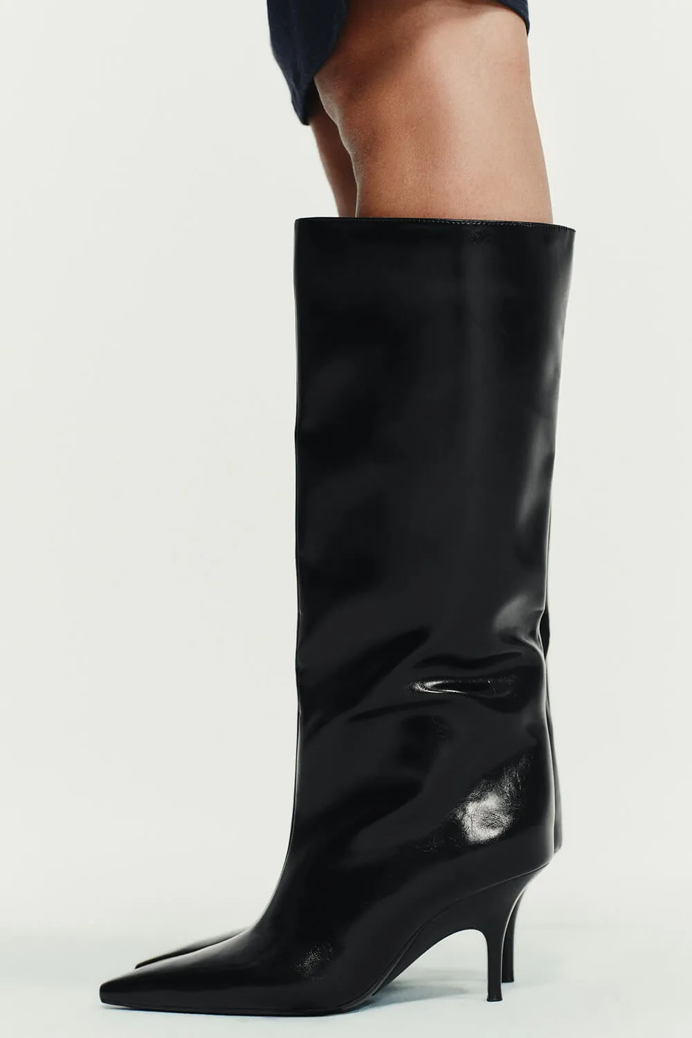 Black Knee High Kitten Heel Boots sold by Floralkini