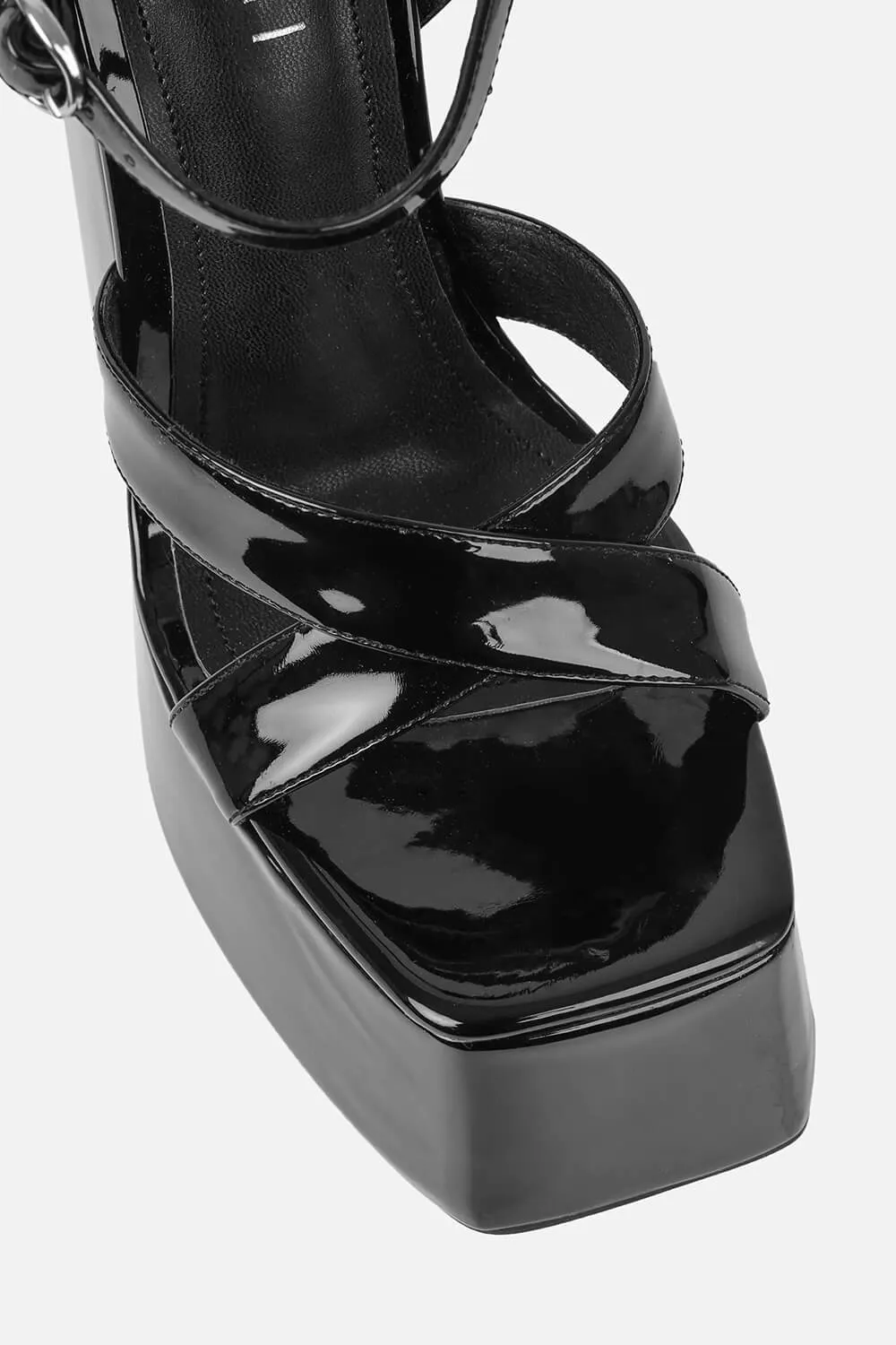 Patent Square Open Toe Platform Block Heeled Sandals sold by Floralkini product image thumbnail 3