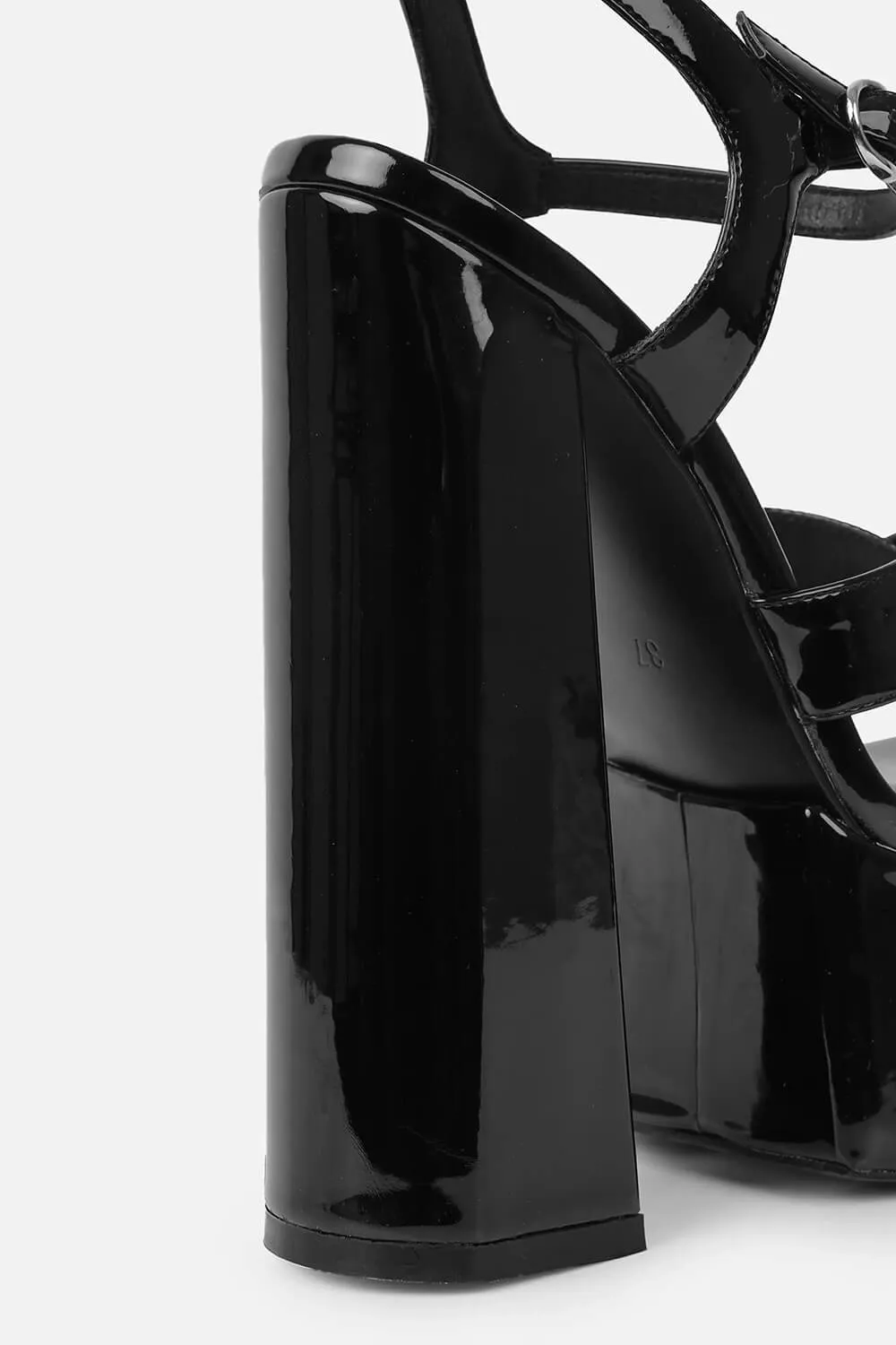 Patent Square Open Toe Platform Block Heeled Sandals sold by Floralkini product image thumbnail 4