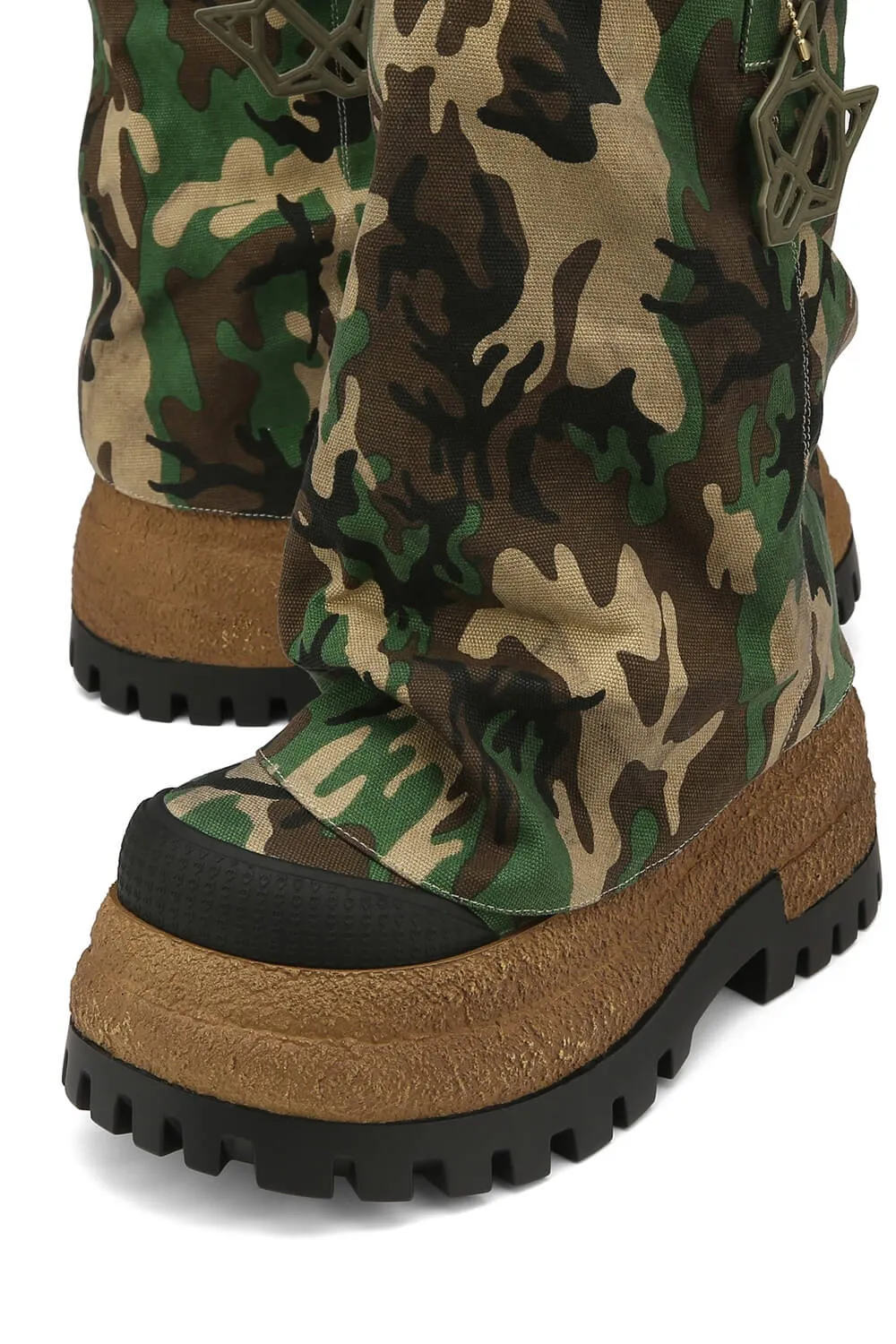 Camo Canvas Fold Over Round Toe Chunky Platform Boots sold by Floralkini product image thumbnail 4