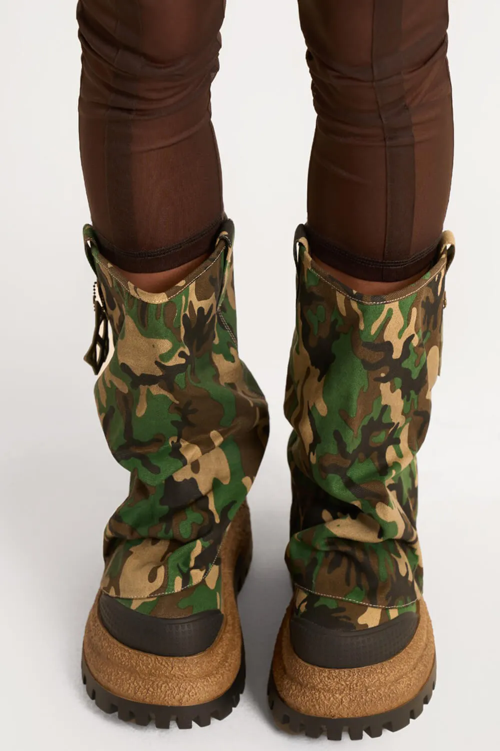 Camo Canvas Fold Over Round Toe Chunky Platform Boots sold by Floralkini product image thumbnail 5