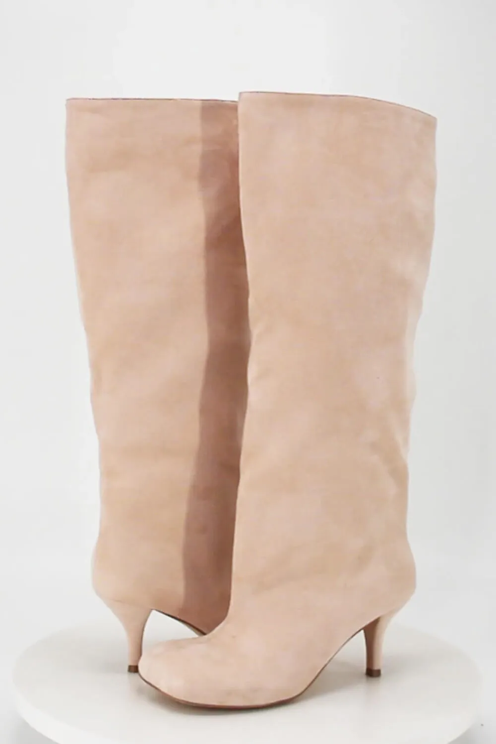 Faux Suede Slip-On Knee-High Boots - Beige sold by Floralkini product image thumbnail 5