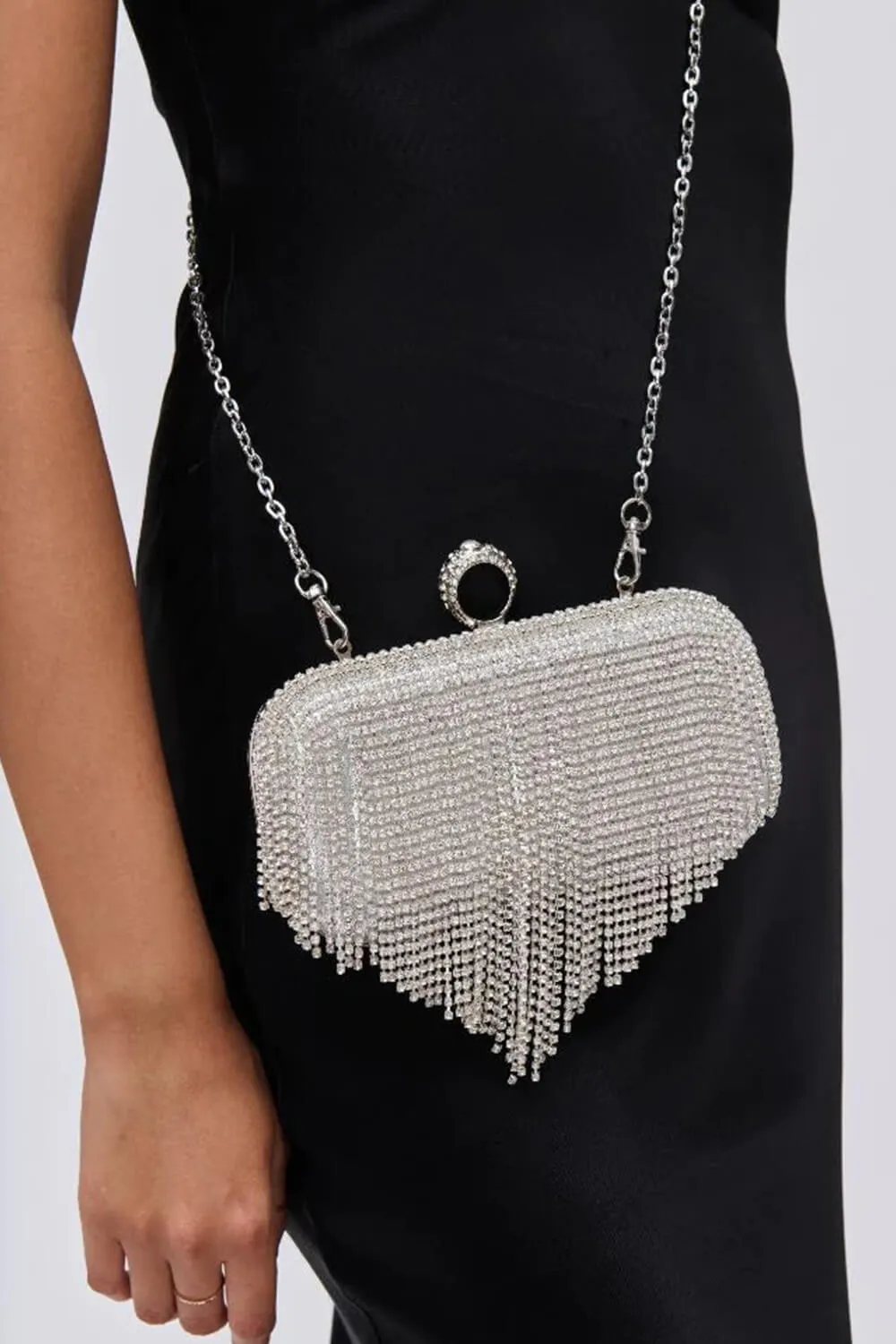 Rhinestone Fringe Evening Clutch sold by Floralkini