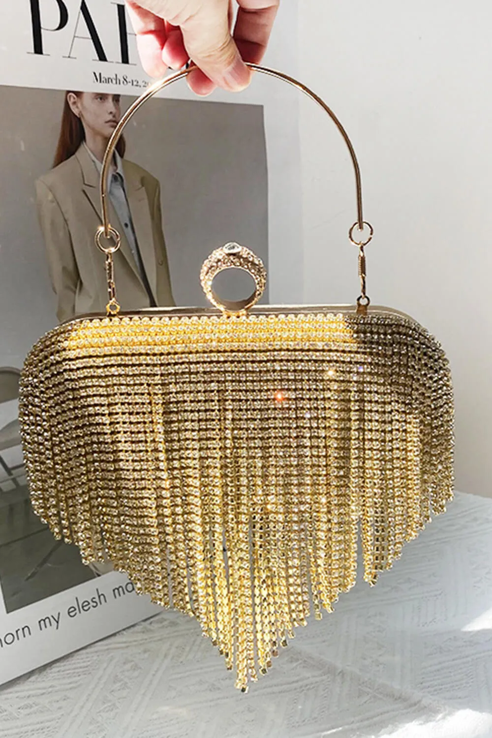 Rhinestone Fringe Evening Clutch sold by Floralkini product image thumbnail 5