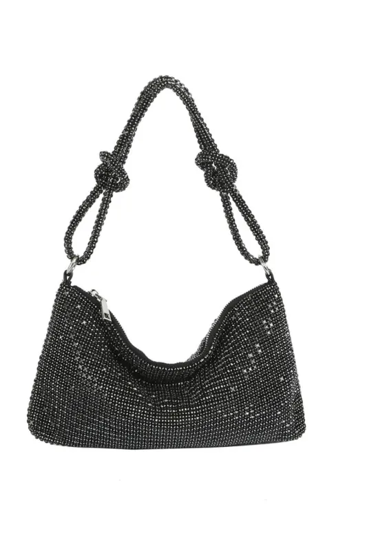 Diamante Rhinestone Knotted Hobo Shoulder Bag sold by Floralkini