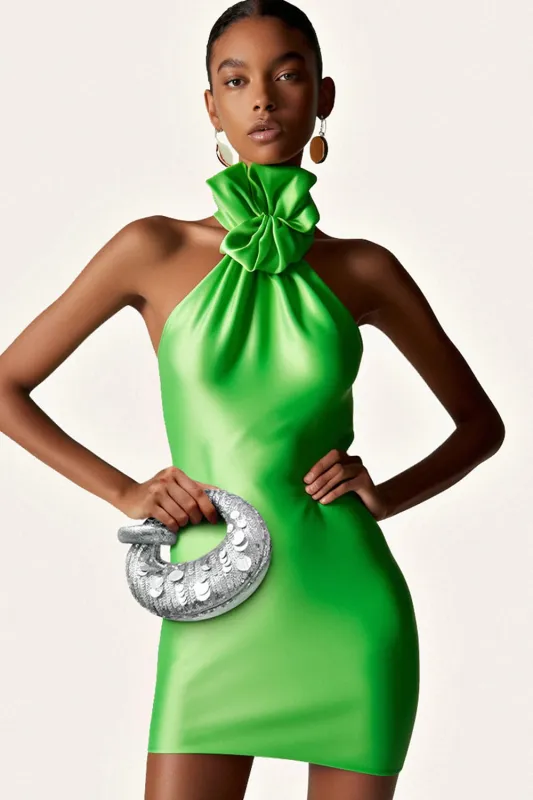 Metallic Sequin Loop-Handle Evening Moon Bag sold by Floralkini