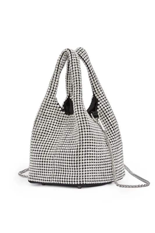 Crystals Embellished Slouchy Mini Tote Handbag made by Floralkini