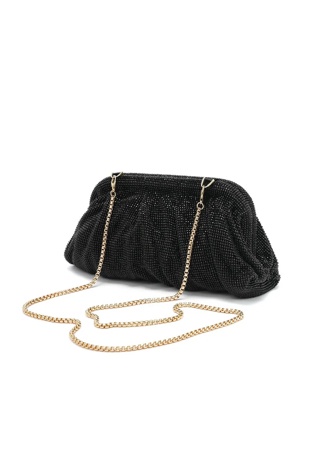 Crystal-Embellished Evening Cloud Clutch With Chain Strap sold by Floralkini product image thumbnail 5
