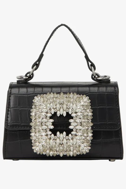Rhinestones Embellished Crocodile Crossbody Handbag sold by Floralkini