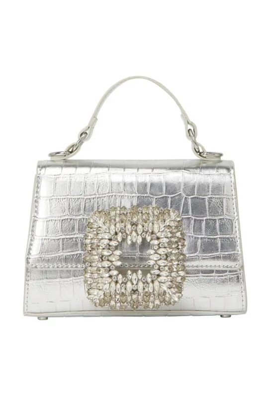 Rhinestones Embellished Crocodile Mini Crossbody Handbag sold by Floralkini