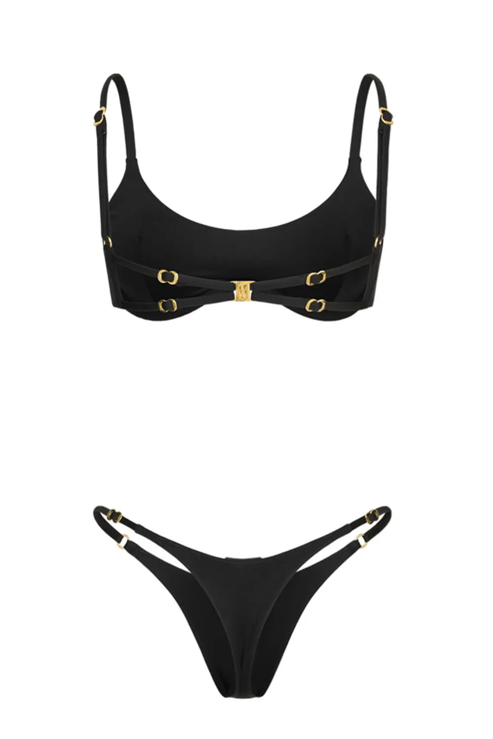 Gold Hardware Piersing Embellished High-Cut Bikini Set sold by Floralkini product image thumbnail 5