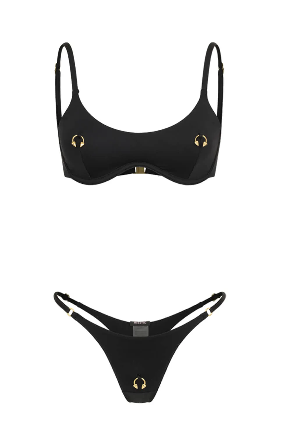 Gold Hardware Piersing Embellished High-Cut Bikini Set sold by Floralkini product image thumbnail 4