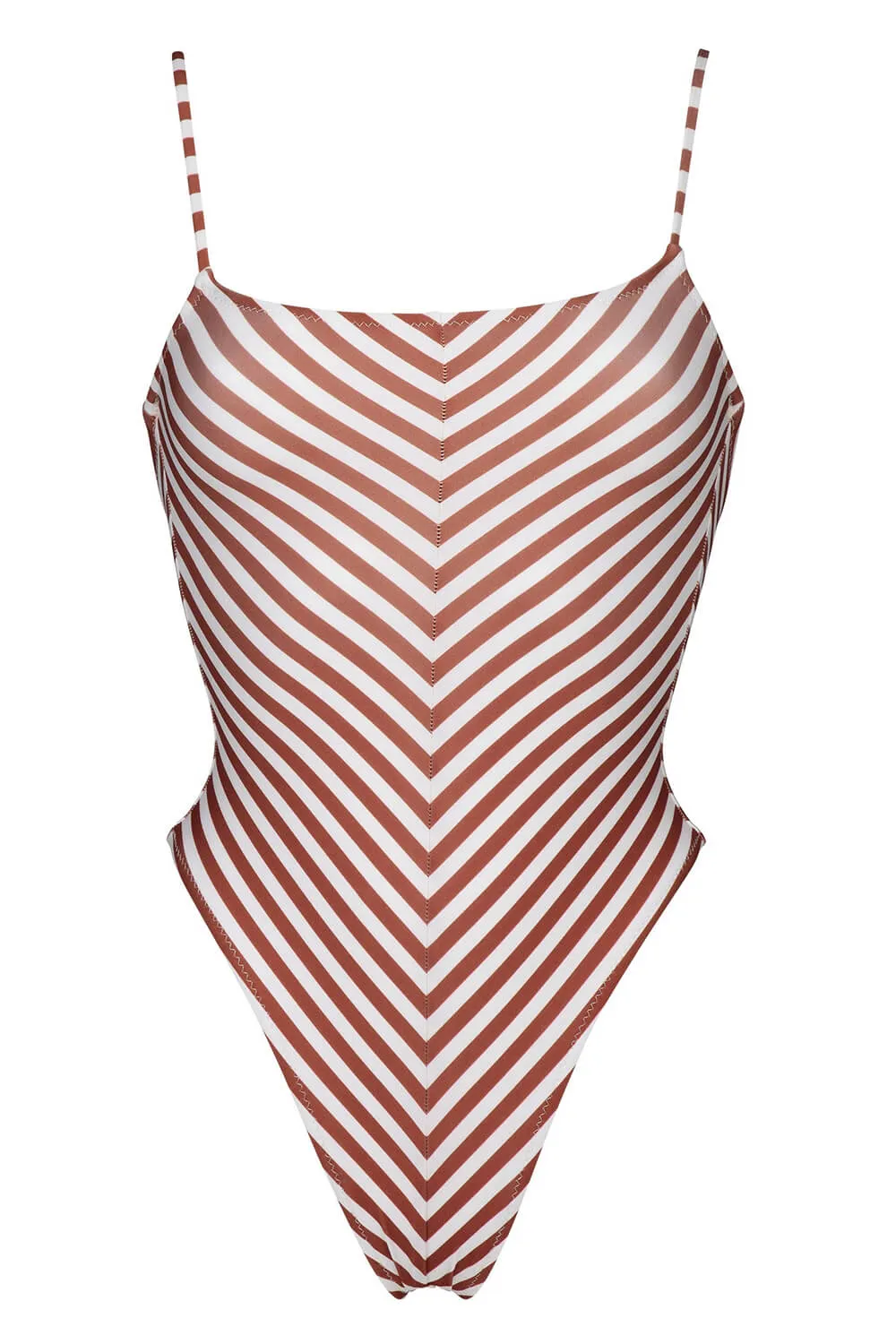 Striped Print Square Neck One Piece Swimsuit sold by Floralkini product image thumbnail 5