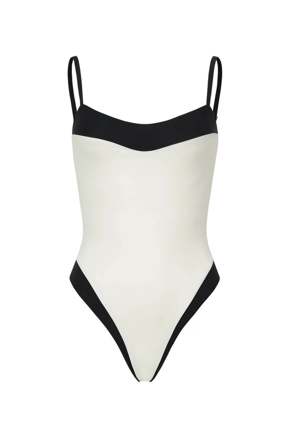 Colorblock High Rise One Piece Swimsuit - White & Black sold by Floralkini product image thumbnail 4
