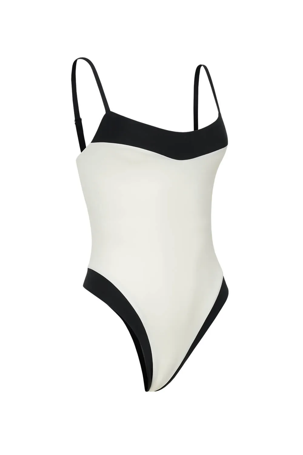 Colorblock High Rise One Piece Swimsuit - White & Black sold by Floralkini product image thumbnail 5