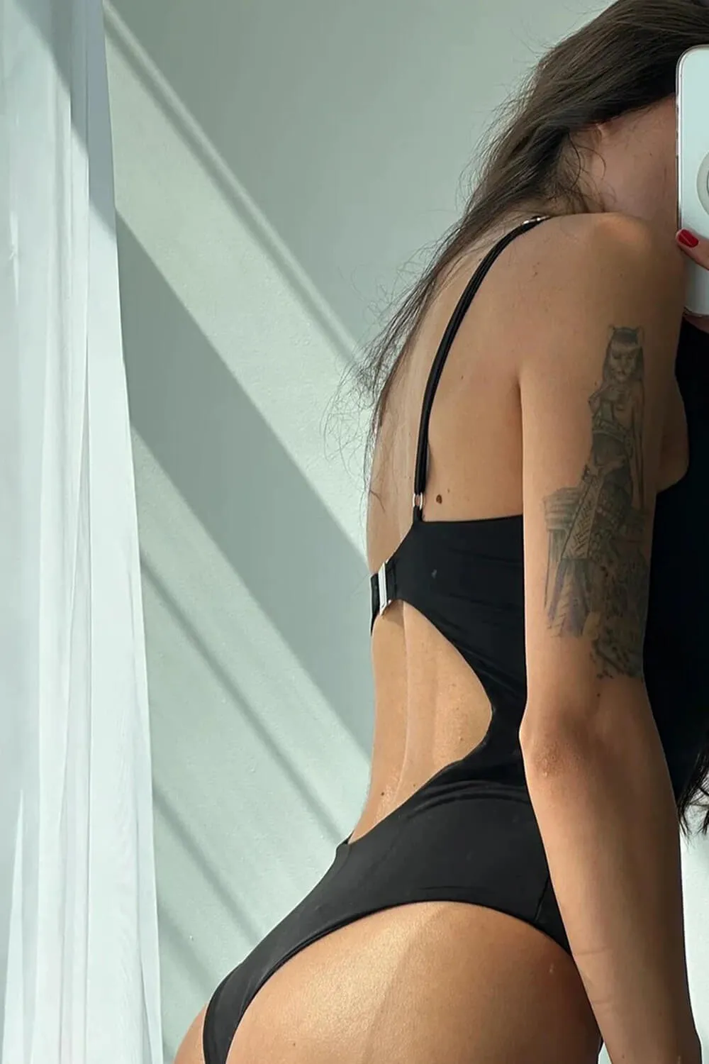 Scoop High-Cut Pirsing One Piece Swimsuit With Gold Hardware Details sold by Floralkini product image thumbnail 3