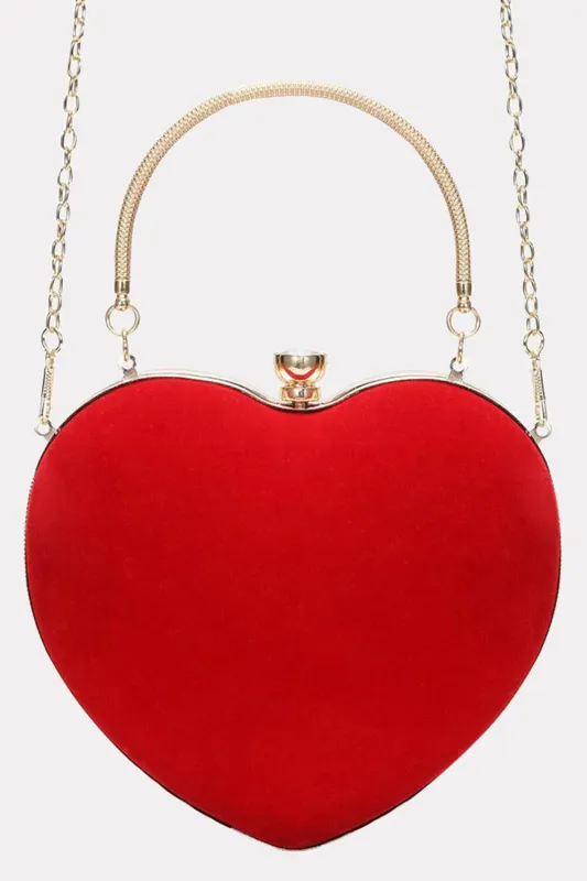Velvet Heart Evening Clutch Bag With Chains made by Floralkini