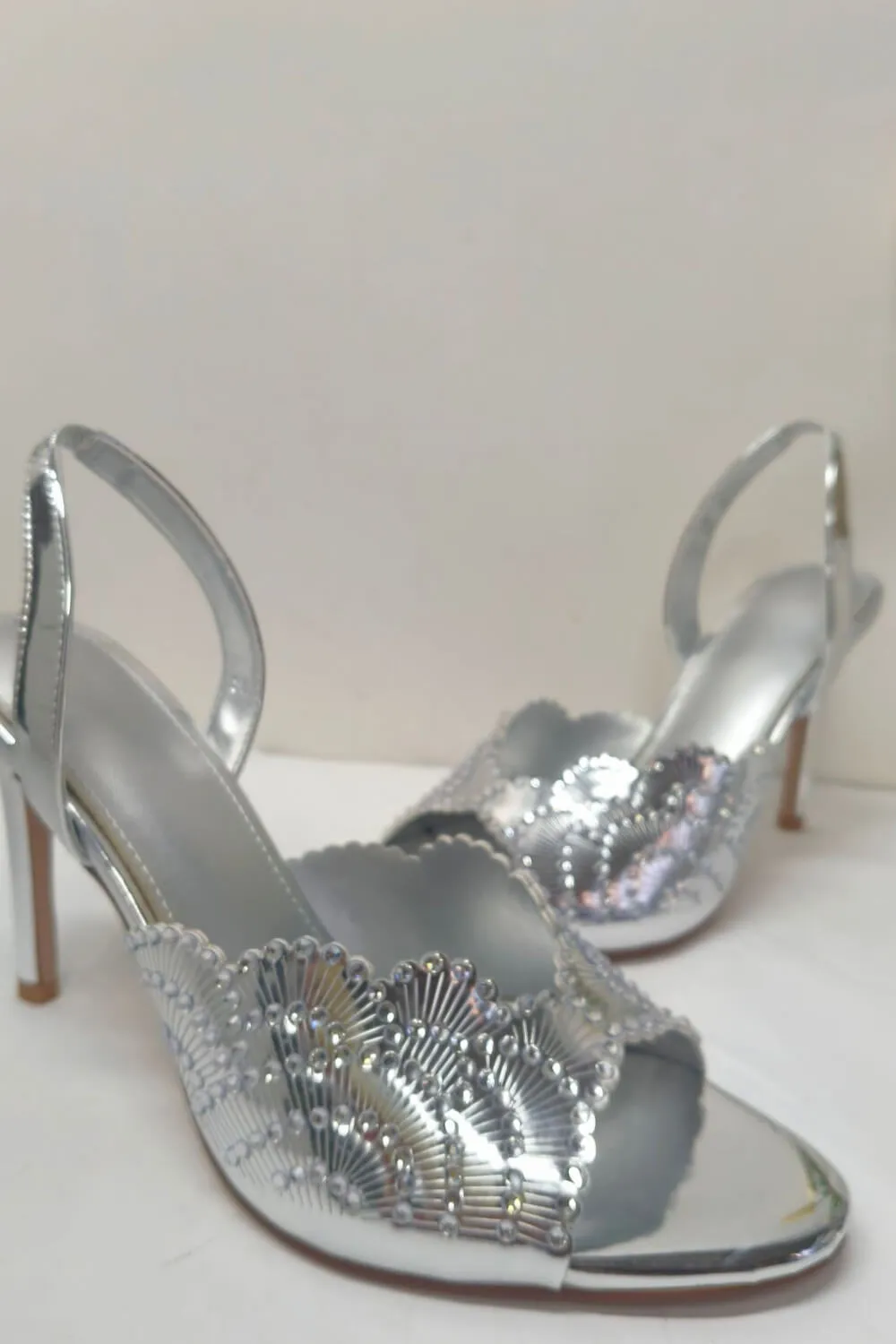 Foral Sequin-Embellished Open Toe Stiletto Heeled Sandals sold by Floralkini product image thumbnail 3