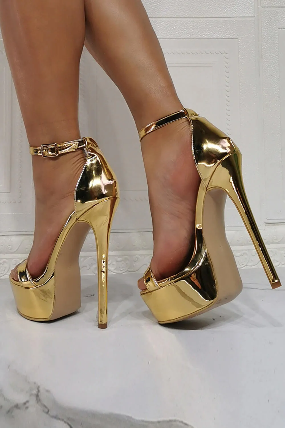 Patent Open Almond Toe Platform Stiletto Heeled Sandals sold by Floralkini product image thumbnail 2