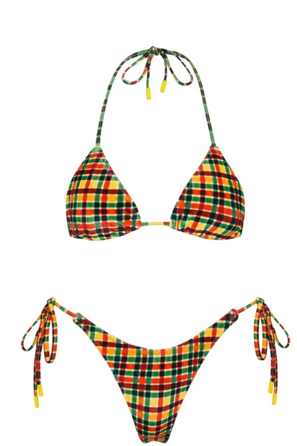 Multi Gingham Triangle Halter Tie Side Bikini Set sold by Floralkini product image thumbnail 5