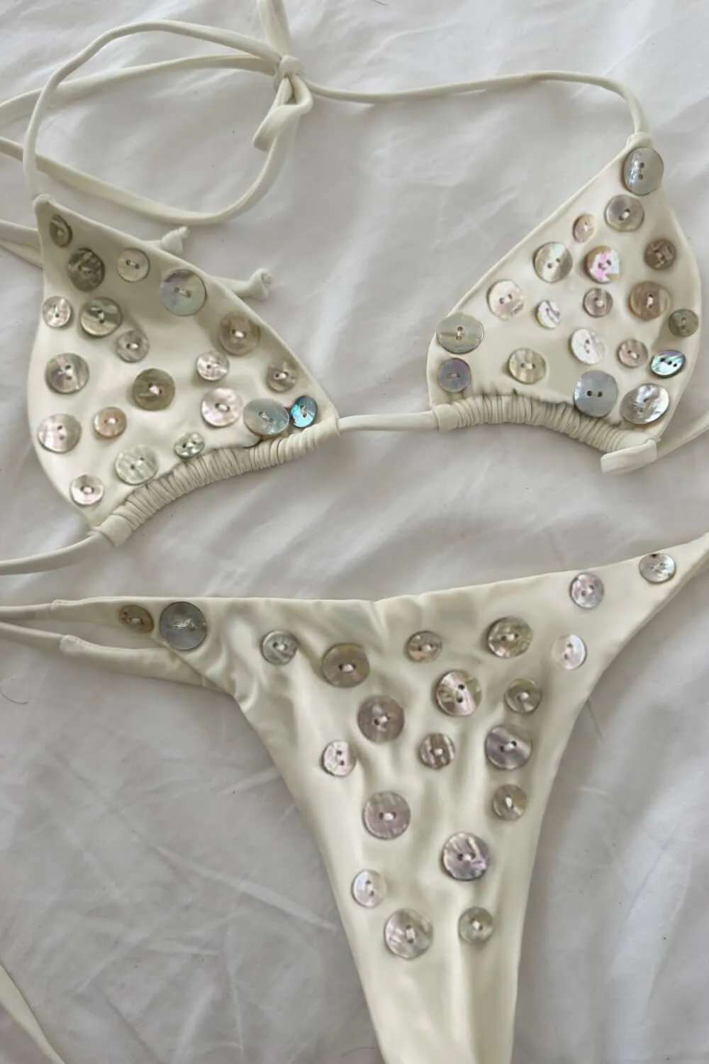 Button Triangle Halter Tie Side Bikini Set sold by Floralkini product image thumbnail 5