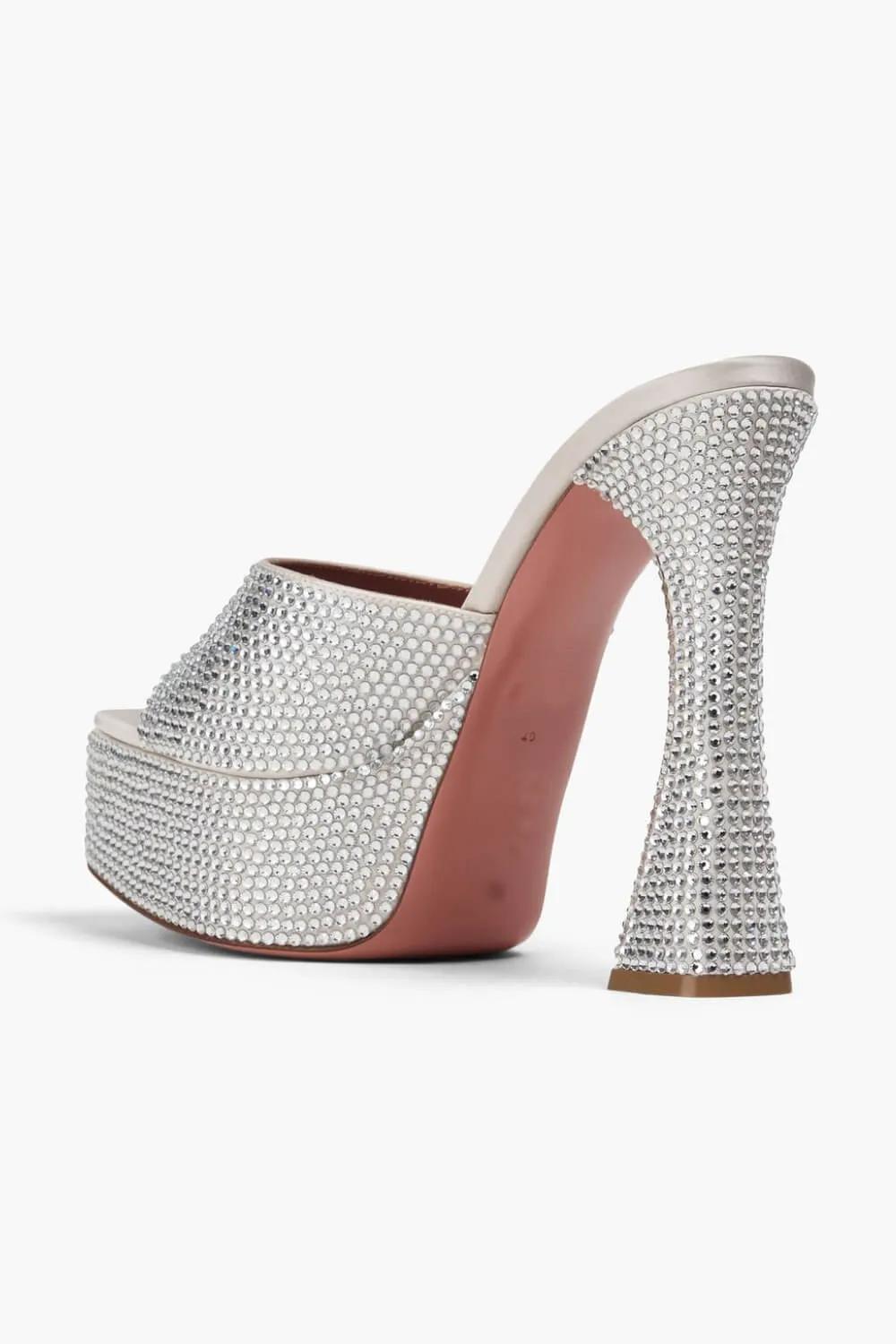 Crystal Embellished Satin Open Toe Platform Mule Sandals sold by Floralkini product image thumbnail 4