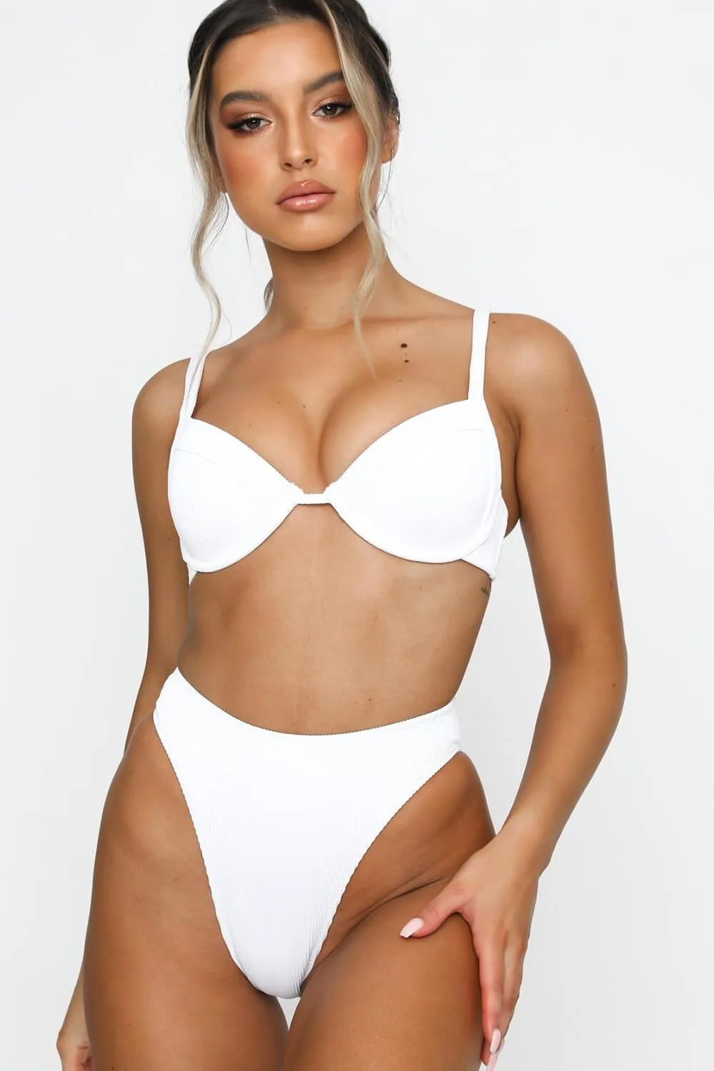 White Rib High Waisted Bikini Bottom sold by Floralkini product image thumbnail 3