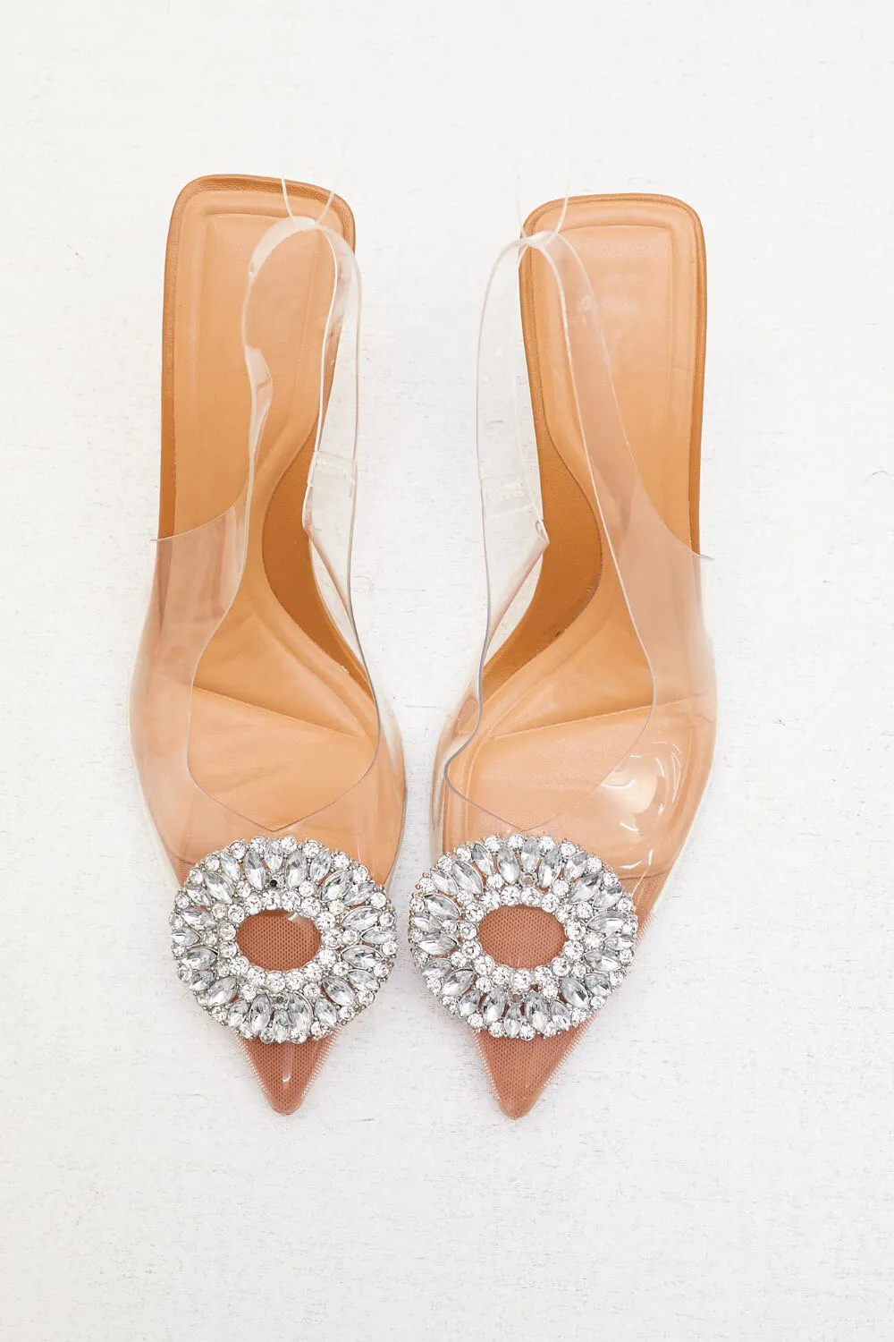 Rhinestone Embellished Clear Perspex Pointed Toe Slingback Court Heel Sandals sold by Floralkini product image thumbnail 3
